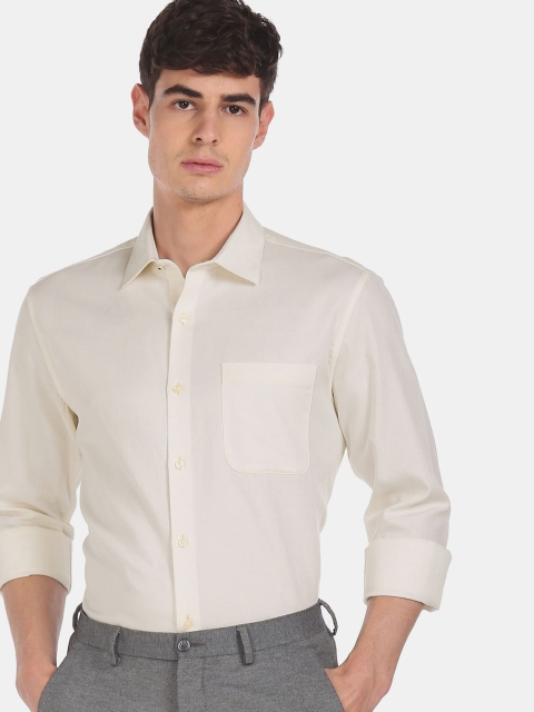 

AD By Arvind Men Cream-Coloured Opaque Pure Cotton Formal Shirt