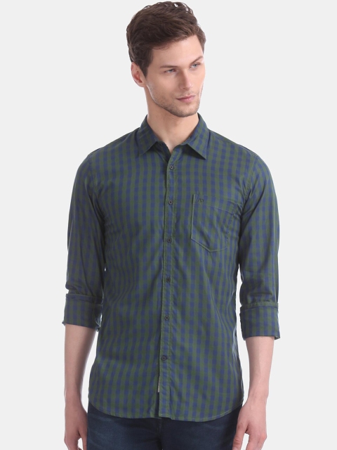 

AD By Arvind Men Green Slim Fit Buffalo Checks Checked Casual Shirt