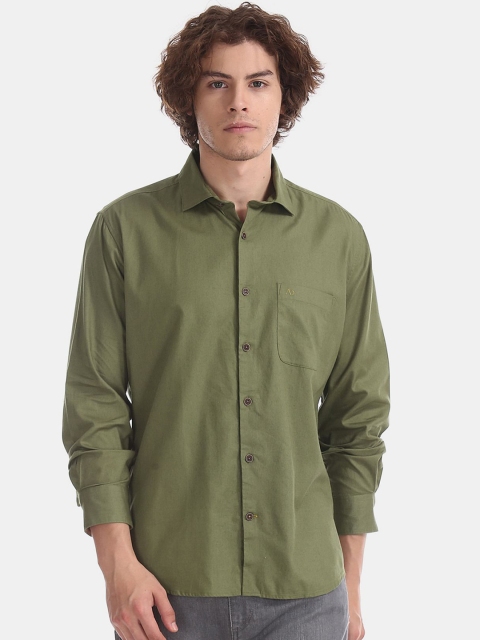 

AD By Arvind Men Olive Green Slim Fit Opaque Casual Shirt