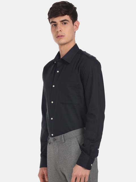 

AD By Arvind Men Navy Blue Opaque Cotton Formal Shirt