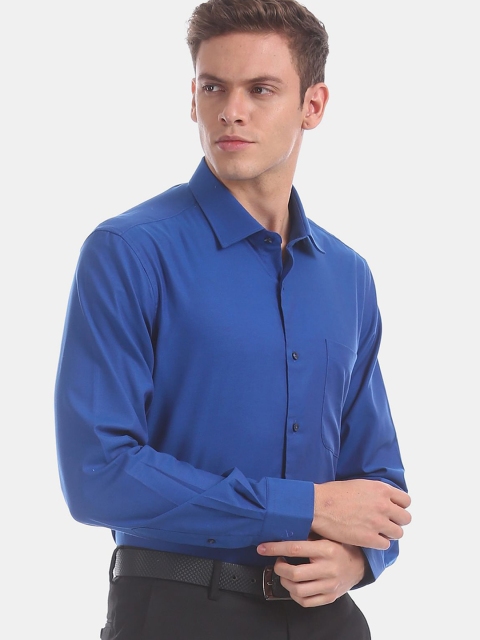 

AD By Arvind Men Blue Opaque Cotton Formal Shirt