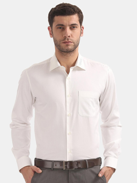 

AD By Arvind Men Cream-Coloured Opaque Pure Cotton Casual Shirt