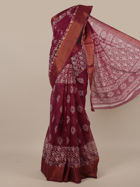 

Pothys Purple & White Floral Printed Zari Saree
