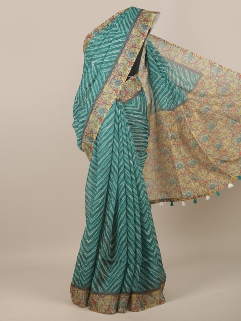 

Pothys Green & Off White Geometric Printed Saree