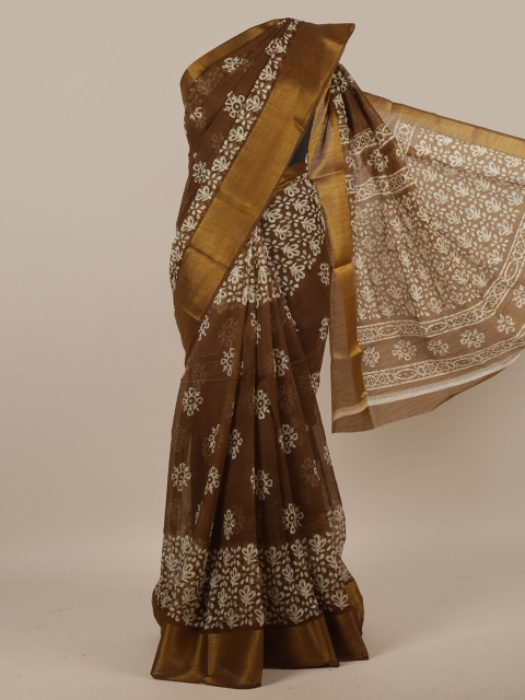 

Pothys Brown & White Floral Printed Saree