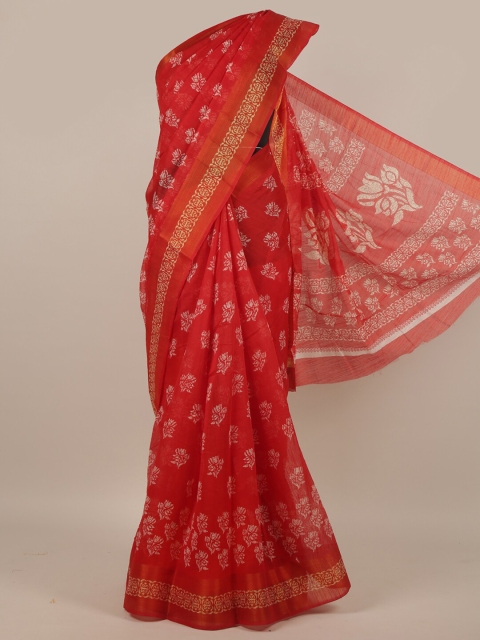 

Pothys Red & White Ethnic Motifs Printed Saree