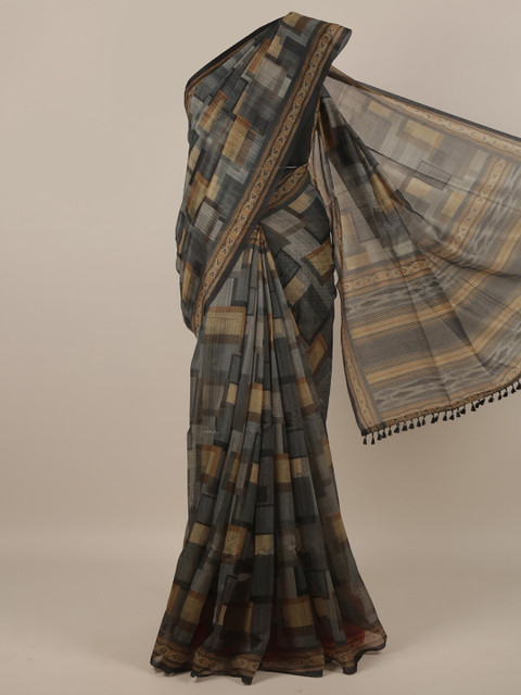 

Pothys Grey & Black Jute Silk Saree