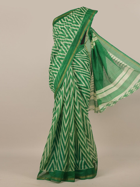 

Pothys Green & Cream-Coloured Saree