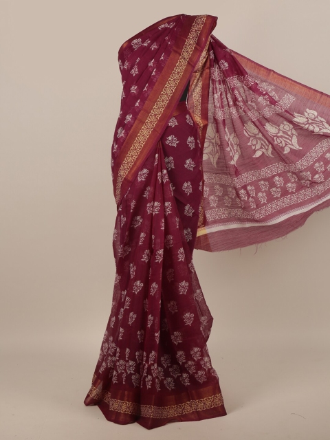 

Pothys Purple & Off White Floral Saree