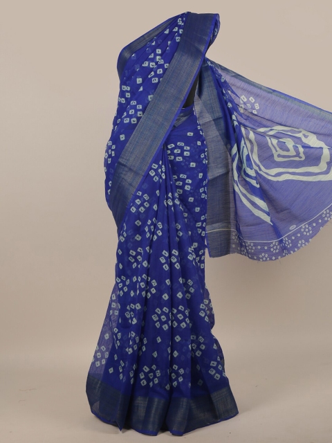 

Pothys Women Blue Bandhani Cotton Blend Saree