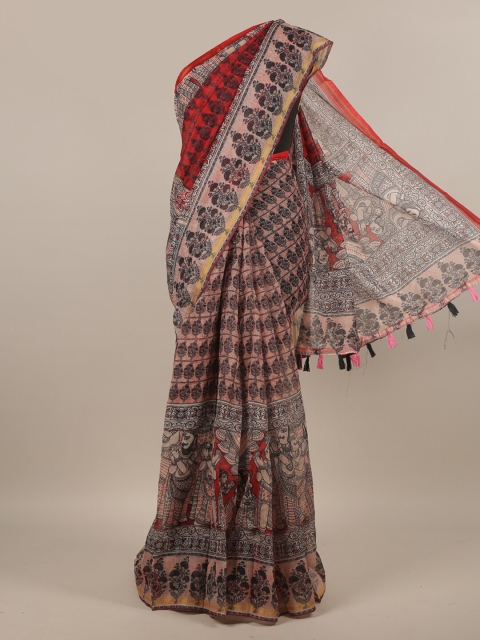 

Pothys Pink & Red Ethnic Motifs Jute Silk Saree