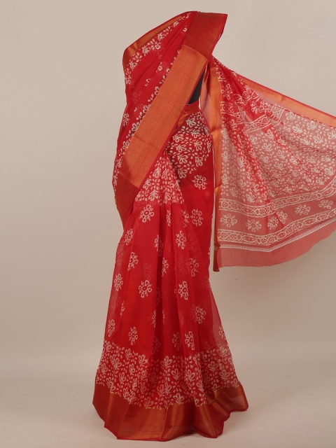 

Pothys Red & White Ethnic Motifs Saree