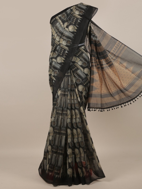 

Pothys Black & White Ethnic Motifs Printed Saree