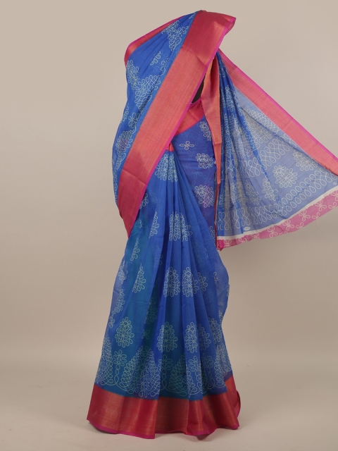 

Pothys Blue & Red Ethnic Motifs Printed Saree