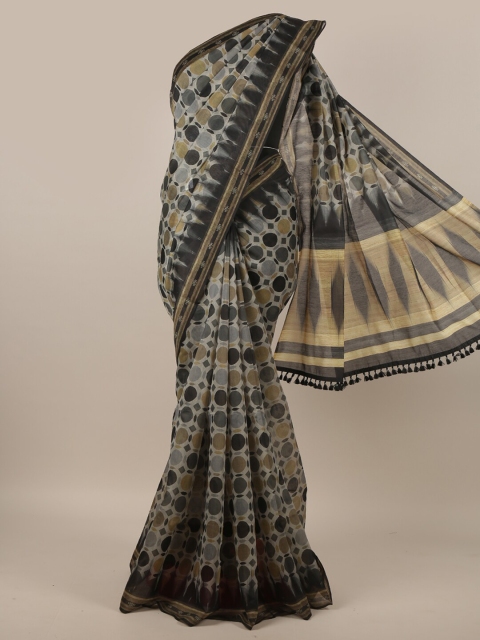 

Pothys Grey Jute Silk Geometric Printed Saree