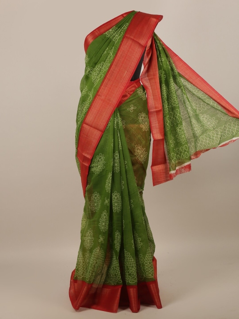 

Pothys Women Green Printed Cotton Blend Saree