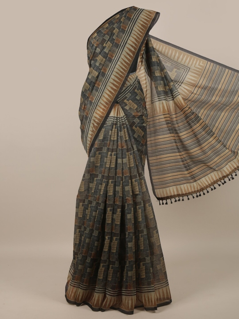 

Pothys Grey & Brown Jute Silk Saree