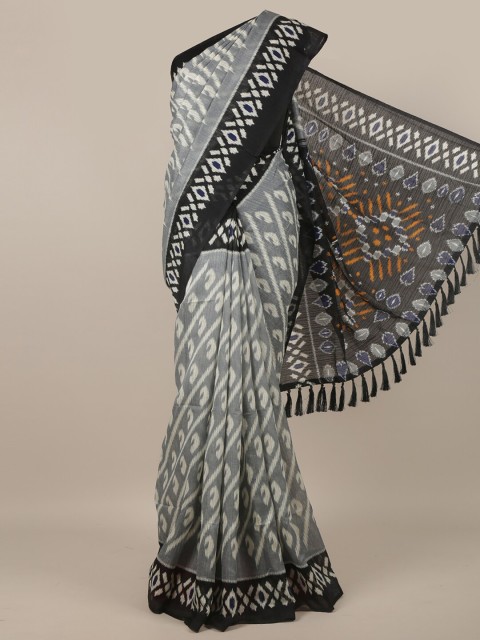

Pothys Grey & White Ethnic Motifs Jute Silk Saree