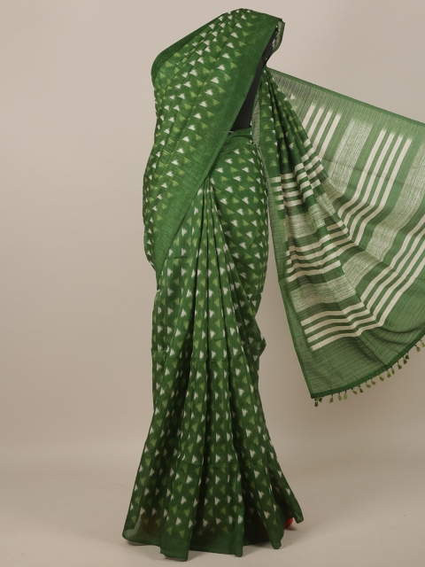

Pothys Green & White Jute Silk Saree