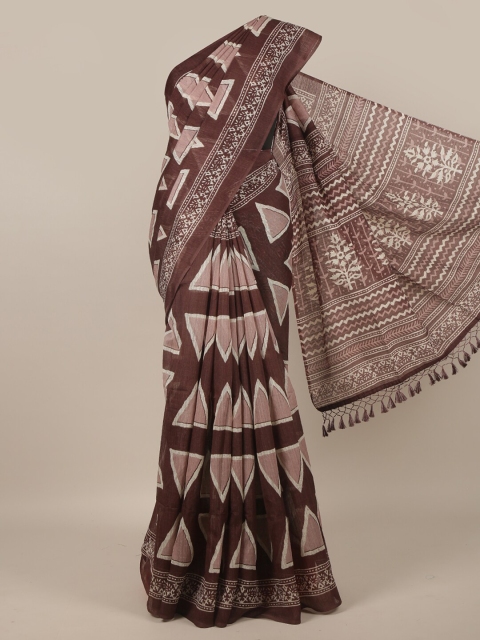 

Pothys Brown & Pink Jute Silk Saree