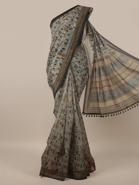 

Pothys Grey & Beige Geometric Printed Saree