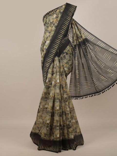 

Pothys Green & Black Jute Silk Saree