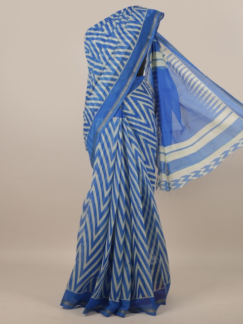 

Pothys Blue & Off White Zari Saree