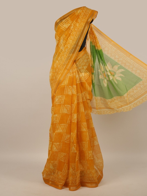 

Pothys Mustard & Green Printed Saree
