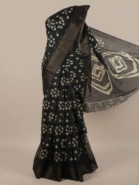 

Pothys Black & White Bandhani Saree