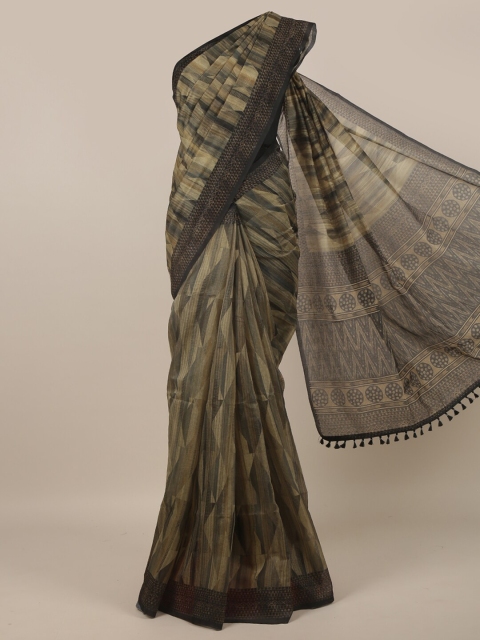 

Pothys Women Grey Printed Jute Silk Saree