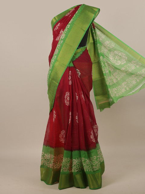 

Pothys Maroon & Green Floral Saree