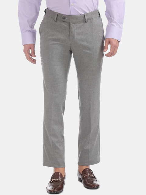 

AD By Arvind Men Grey Solid Regular Fit Mid rise Trousers