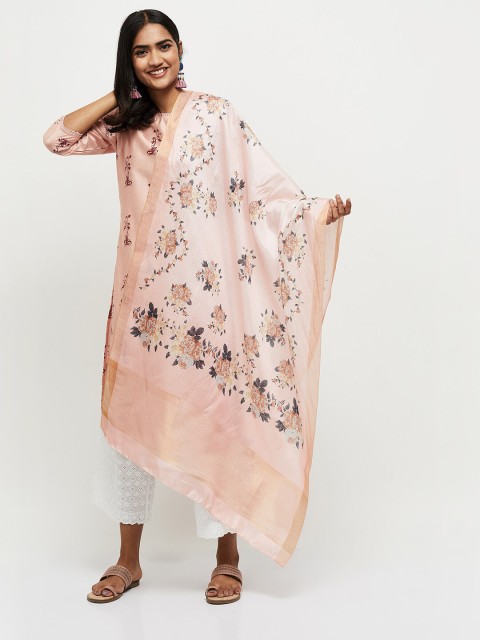 

max Pink & Grey Printed Dupatta