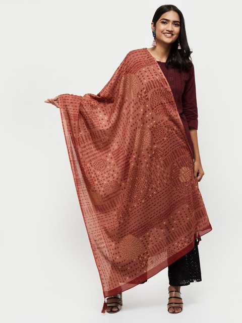 

max Brown Printed Pure Cotton Dupatta