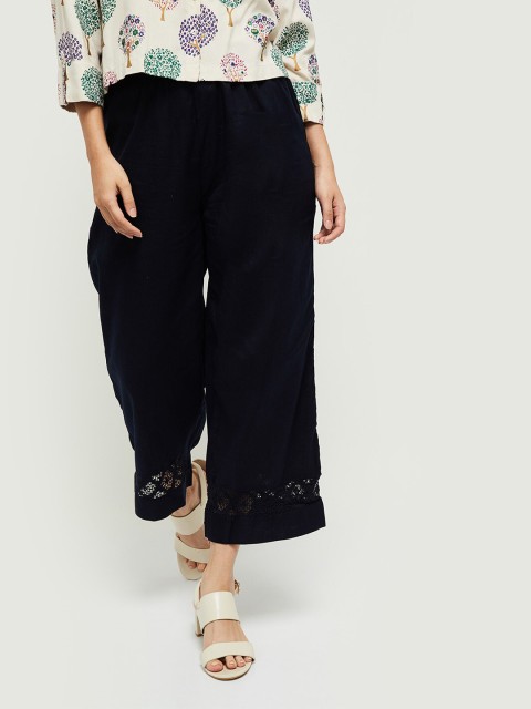 

max Women Navy Blue Palazzos