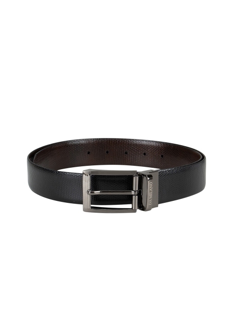 

Da Milano Men Black Textured Leather Belt