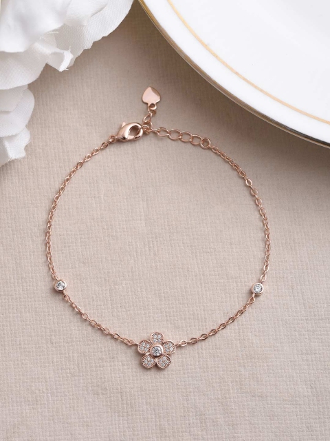 

Tistabene Women Rose Gold & White Rose Gold-Plated Charm Bracelet
