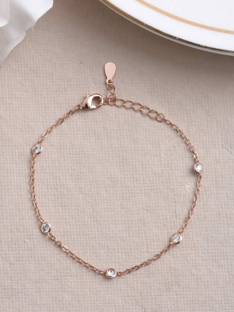 

Tistabene Women Gold-Toned & White Rose Gold-Plated Charm Bracelet