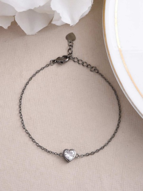 

Tistabene Women Silver-Toned & White Rhodium-Plated Link Charm Bracelet