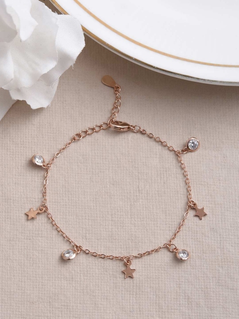 

Tistabene Women Rose Gold & White Rose Charm Bracelet