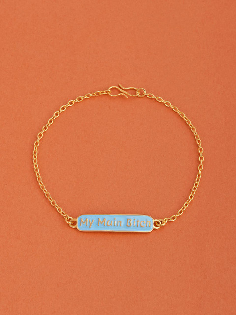 

Tistabene Women Blue & Gold-Toned & Plated MY MAIN BITCH Charm Bracelet