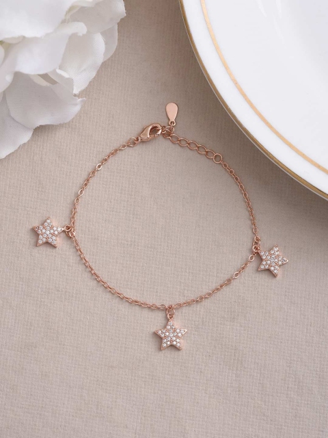 

Tistabene Women Rose Gold & White Rose Gold-Plated Charm Bracelet
