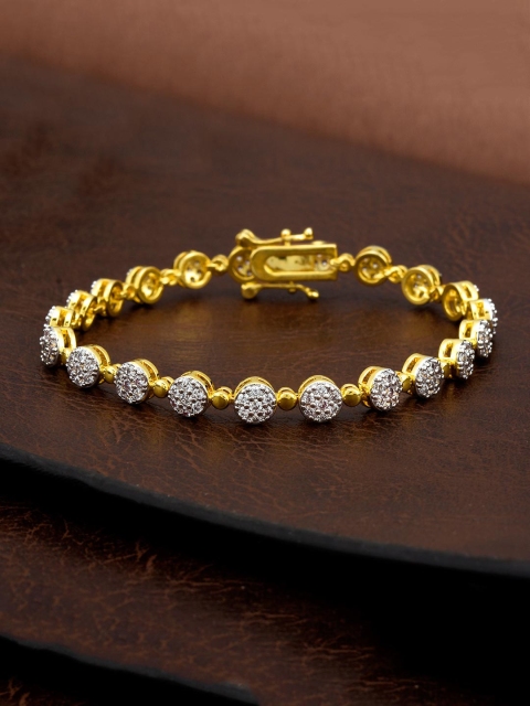 

Tistabene Women Gold-Toned & White American Diamond Charm Bracelet
