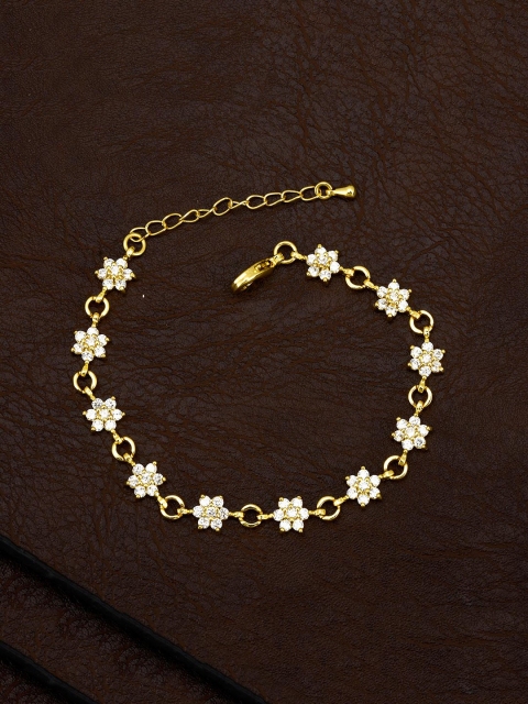 

Tistabene Women Gold-Plated & White Stone Studded Charm Bracelet