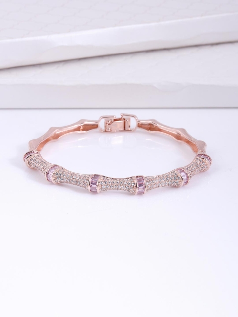 

Tistabene Women Rose Gold Plated & White American Diamonds Bangle-Style Bracelet