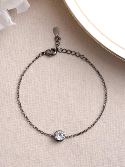 

Tistabene Women White & Rhodium-Plated International Diamonds Studded Link Bracelet