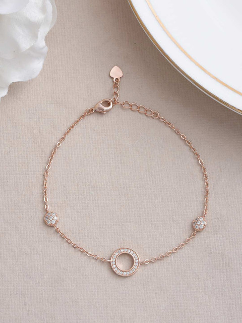 

Tistabene Women White & Rose Gold-Plated Contemporary International Diamonds Link Bracelet
