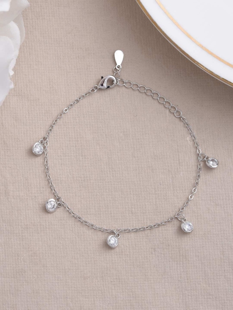 

Tistabene Women Silver-Toned & White Rhodium-Plated Link Bracelet