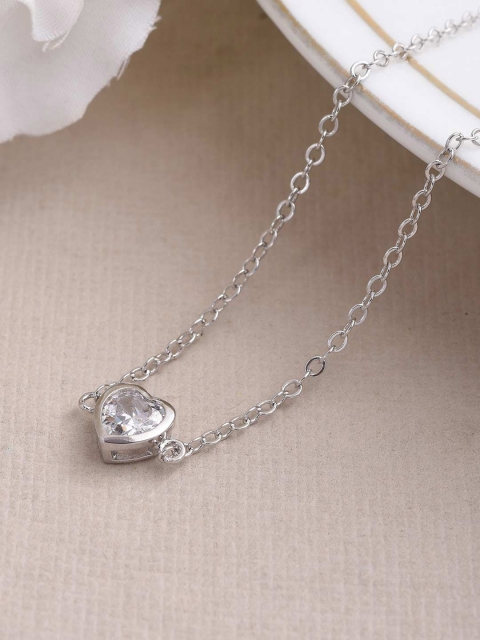 

Tistabene Women Silver-Toned & White Rhodium-Plated Charm Bracelet