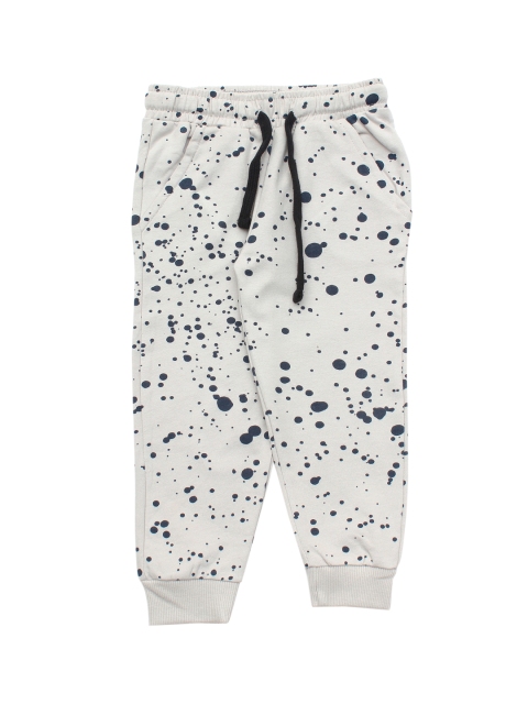 

Lil Lollipop Kids Grey & Navy Blue Printed Pure Cotton Joggers